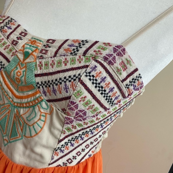 Flying Tomato Boho Embroidered Bustier Corset Top Orange Summer Dress Small - Picture 11 of 15